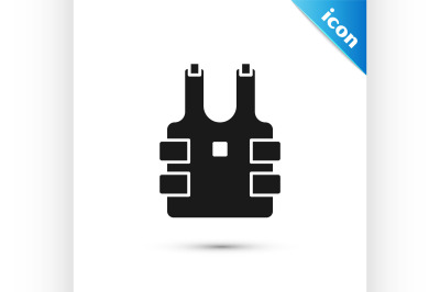 Black Bulletproof vest for protection from bullets icon isolated on wh
