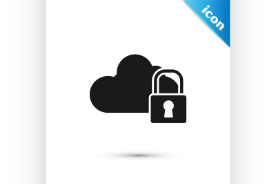 Black Cloud computing lock icon isolated on white background. Security