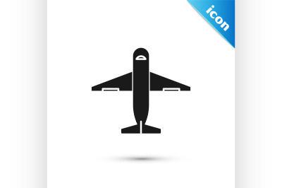 Black Plane icon isolated on white background. Delivery&2C; transportatio