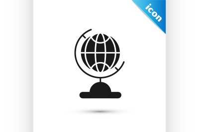 Black Earth globe icon isolated on white background.  Vector Illustrat