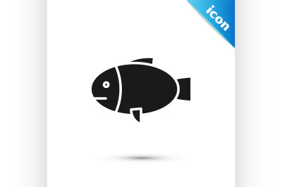 Black Fish icon isolated on white background.  Vector Illustration