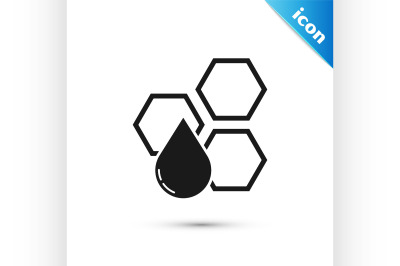 Black Honeycomb icon isolated on white background. Honey cells symbol.