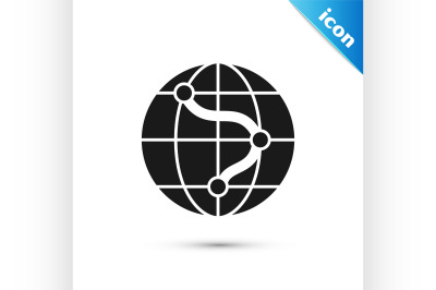 Black Location on the globe icon isolated on white background. World o