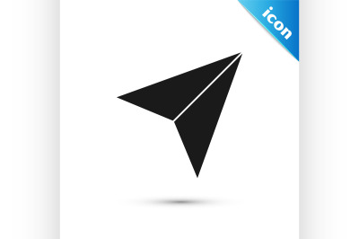 Black Paper airplane icon isolated on white background.  Vector Illust