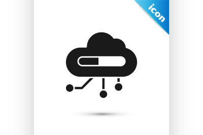 Black Internet of things icon isolated on white background. Cloud comp