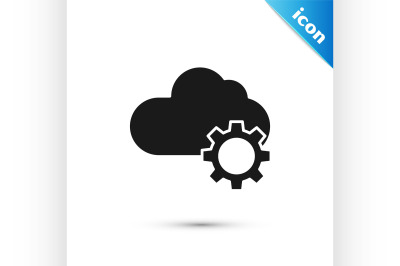 Black Cloud technology data transfer and storage icon isolated on whit