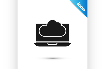 Black Cloud technology data transfer and storage icon isolated on whit