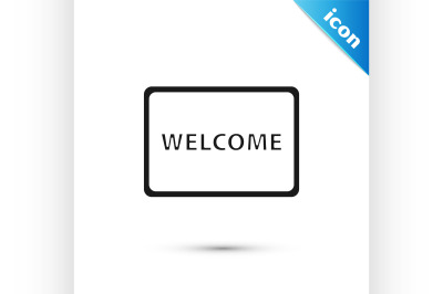 Black Doormat with the text Welcome icon isolated on white background.