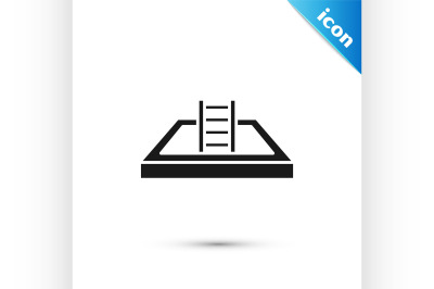 Black Swimming pool with ladder icon isolated on white background.  Ve