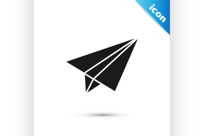 Black Paper airplane icon isolated on white background.  Vector Illust