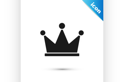 Black Crown icon isolated on white background.  Vector Illustration