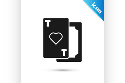 Black Playing card with heart symbol icon isolated on white background