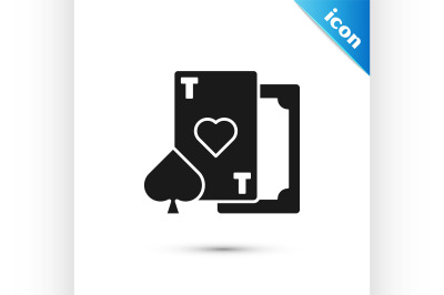 Black Playing card with heart symbol icon isolated on white background