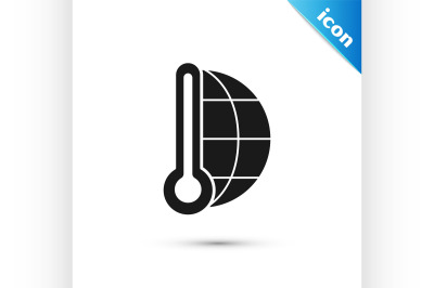 Black Meteorology thermometer measuring heat and cold icon isolated on