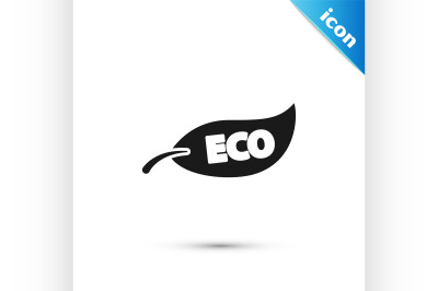 Black Leaf Eco symbol icon isolated on white background. Banner&2C; label