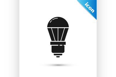 Black LED light bulb icon isolated on white background. Economical LED