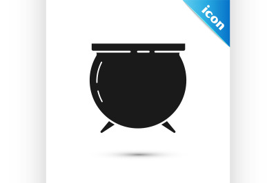 Black Witch cauldron icon isolated on white background. Happy Saint Pa