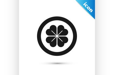 Black Gold coin with four leaf clover icon isolated on white backgroun