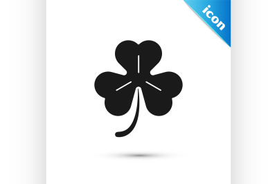 Black Four leaf clover icon isolated on white background. Happy Saint