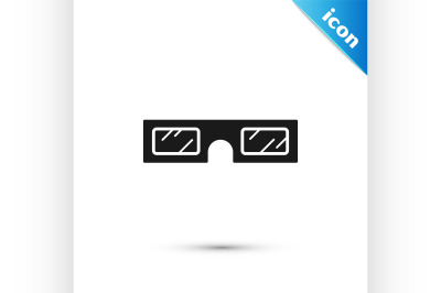 Black 3D cinema glasses icon isolated on white background.  Vector Ill