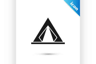 Black Tourist tent icon isolated on white background. Camping symbol.