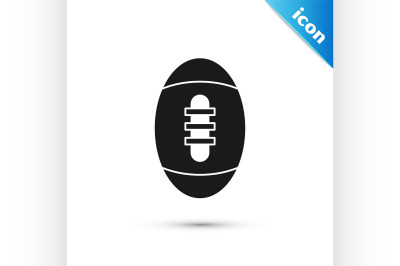 Black American Football ball icon isolated on white background. Rugby