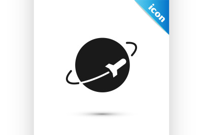 Black Planet icon isolated on white background.  Vector Illustration