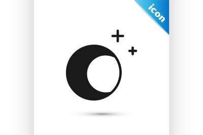 Black Moon and stars icon isolated on white background.  Vector Illust