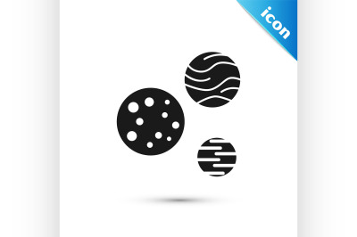 Black Planet icon isolated on white background.  Vector Illustration