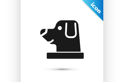 Black Dog in astronaut helmet icon isolated on white background.  Vect