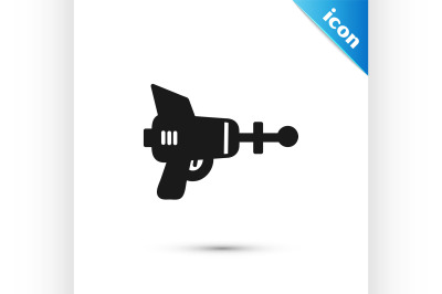 Black Ray gun icon isolated on white background. Laser weapon. Space b