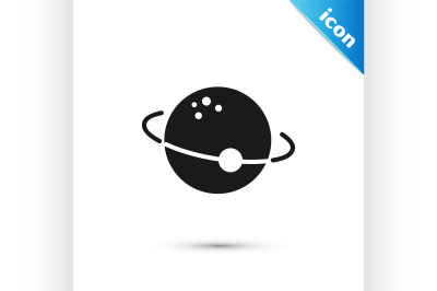 Black Planet icon isolated on white background.  Vector Illustration
