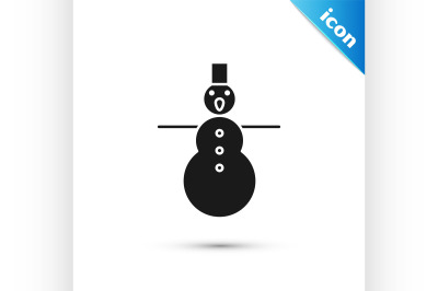 Black Christmas snowman icon isolated on white background. Merry Chris