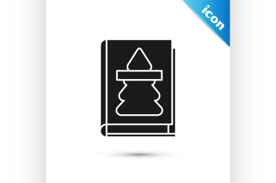 Black Christmas book cover or flyer template icon isolated on white ba