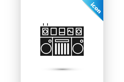 Black DJ remote for playing and mixing music icon isolated on white ba