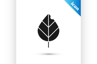 Black Leaf icon isolated on white background. Fresh natural product sy