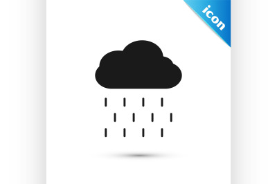 Black Cloud with rain icon isolated on white background. Rain cloud pr