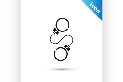 Black Handcuffs icon isolated on white background.  Vector Illustratio