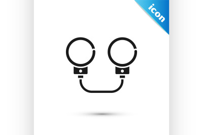 Black Handcuffs icon isolated on white background.  Vector Illustratio
