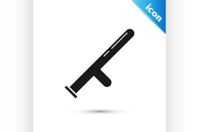 Black Police rubber baton icon isolated on white background. Rubber tr
