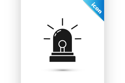 Black Flasher siren icon isolated on white background. Emergency flash