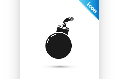 Black Bomb ready to explode icon isolated on white background. Happy H