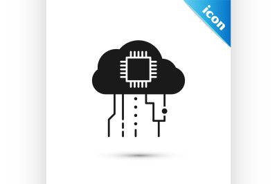 Black Internet of things icon isolated on white background. Cloud comp