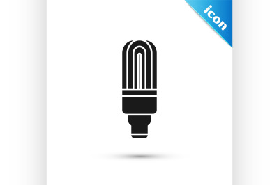 Black LED light bulb icon isolated on white background. Economical LED