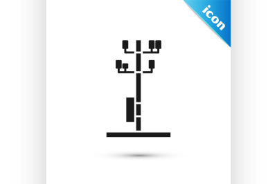 Black Electric tower used to support an overhead power line icon isola