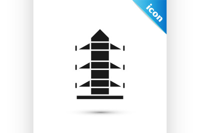 Black Electric tower used to support an overhead power line icon isola