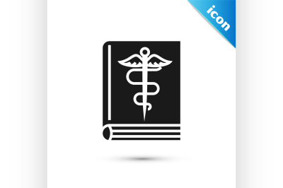 Black Medical book icon isolated on white background.  Vector Illustra