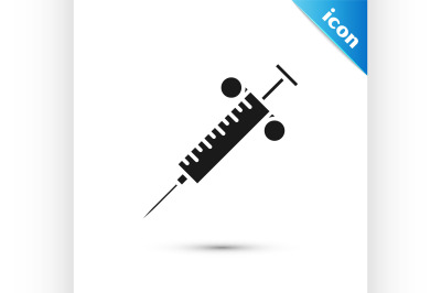 Black Syringe icon isolated on white background. Syringe for vaccine&2C;