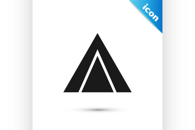 Black Tourist tent icon isolated on white background. Camping symbol.