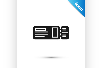 Black Travel ticket icon isolated on white background. Train&2C; ship&2C; pl